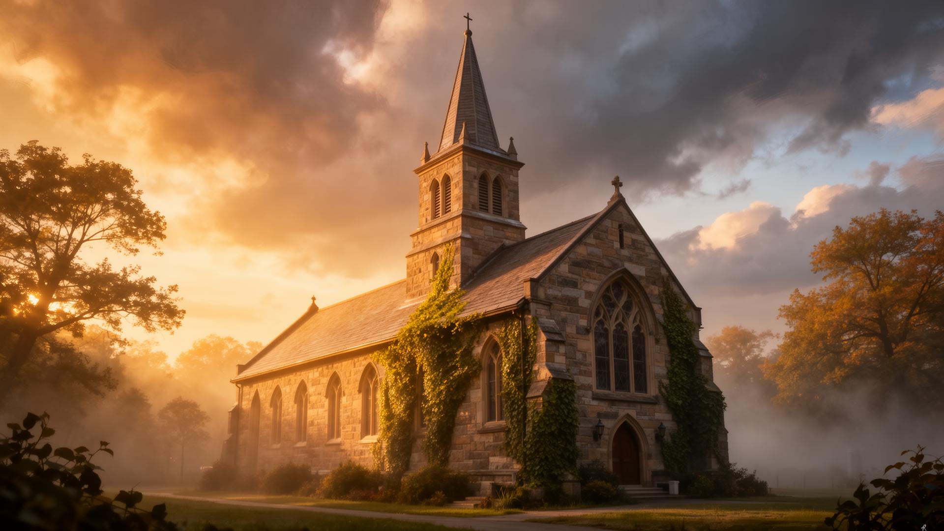 Clough Presbyterian Church at sunrise